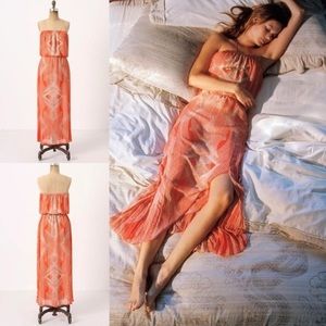 ANTHROPOLOGIE Leifsdottir Orange Maxi Optic Dress